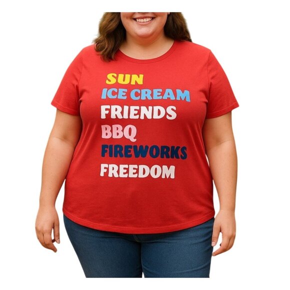 Way To Celebrate Patriotic Red Graphic T-Shirt Top Size XL 16-18 - Picture 1 of 7